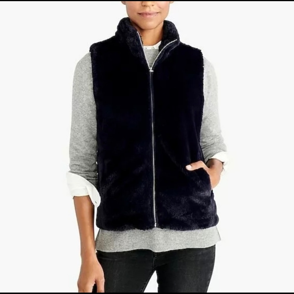 J. Crew Faux Fur Vest EUC